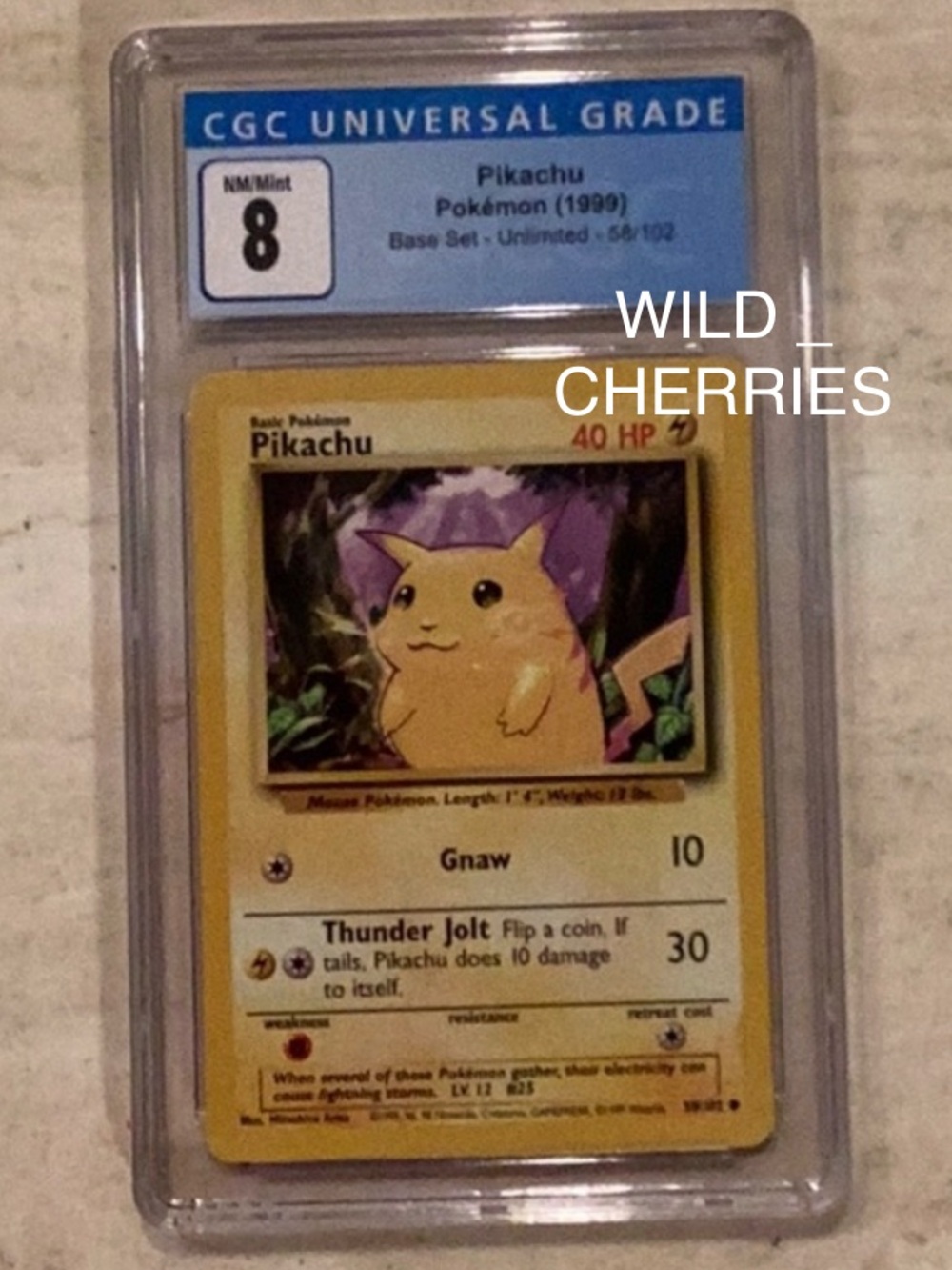 Pokemon Pikachu 1999 Base Set 58/102 Yellow Cheeks Unlimited CGC 8 TCG #58 WOTC - Picture 5 of 5